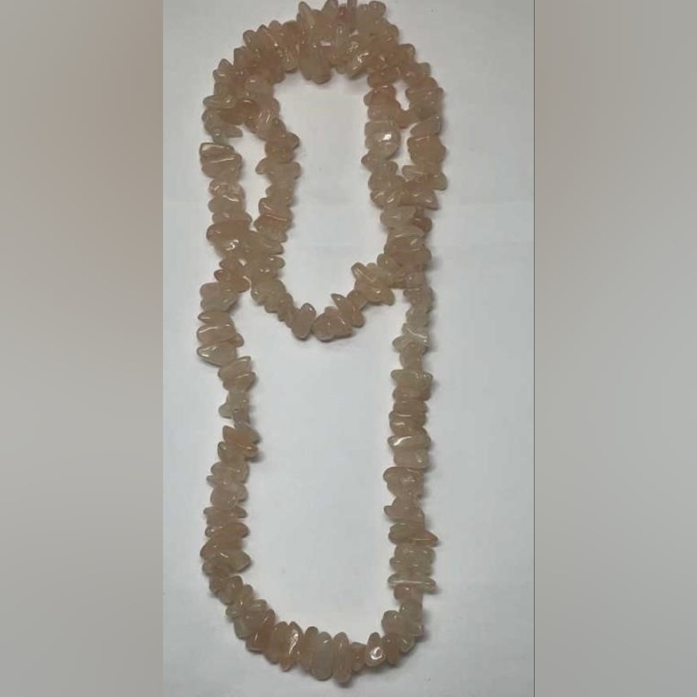 VINTAGE Rose Quartz Long Beaded Necklace